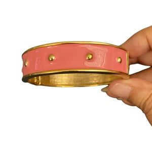Vintage -  Pink and Gold Tone Open Hinge Barbiecore Bracelet
